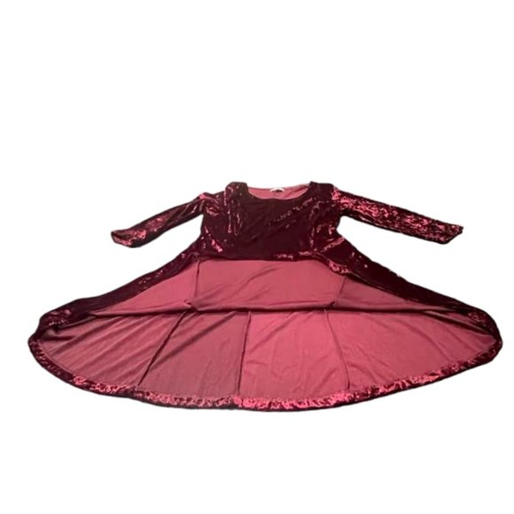 Crushed Velvet Skater A-Line Flirty Mini Burgundy Long Sleeves Cocktail … - Picture 7 of 16